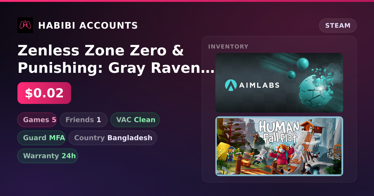 Zenless Zone Zero & Punishing: Gray Raven | Clean — HabibiAccounts