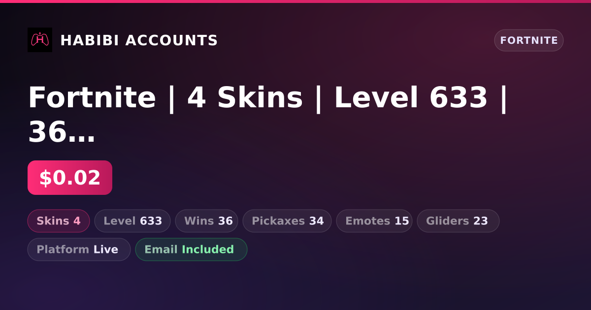 Fortnite | 4 Skins | Level 633 | 36 Wins — HabibiAccounts