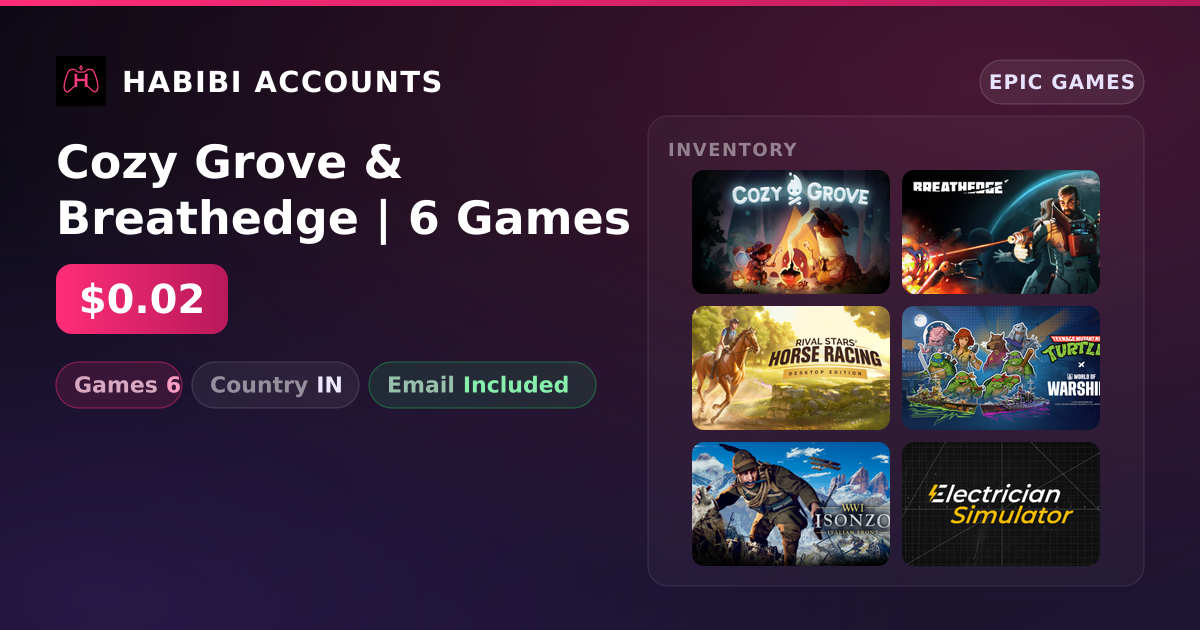Cozy Grove & Breathedge | 6 Games — HabibiAccounts