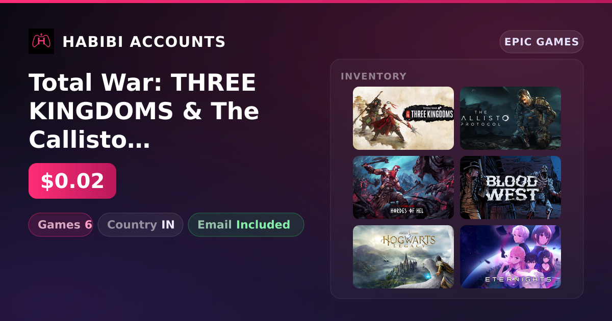 Total War: THREE KINGDOMS & The Callisto Protocol | 6 Games — HabibiAccounts