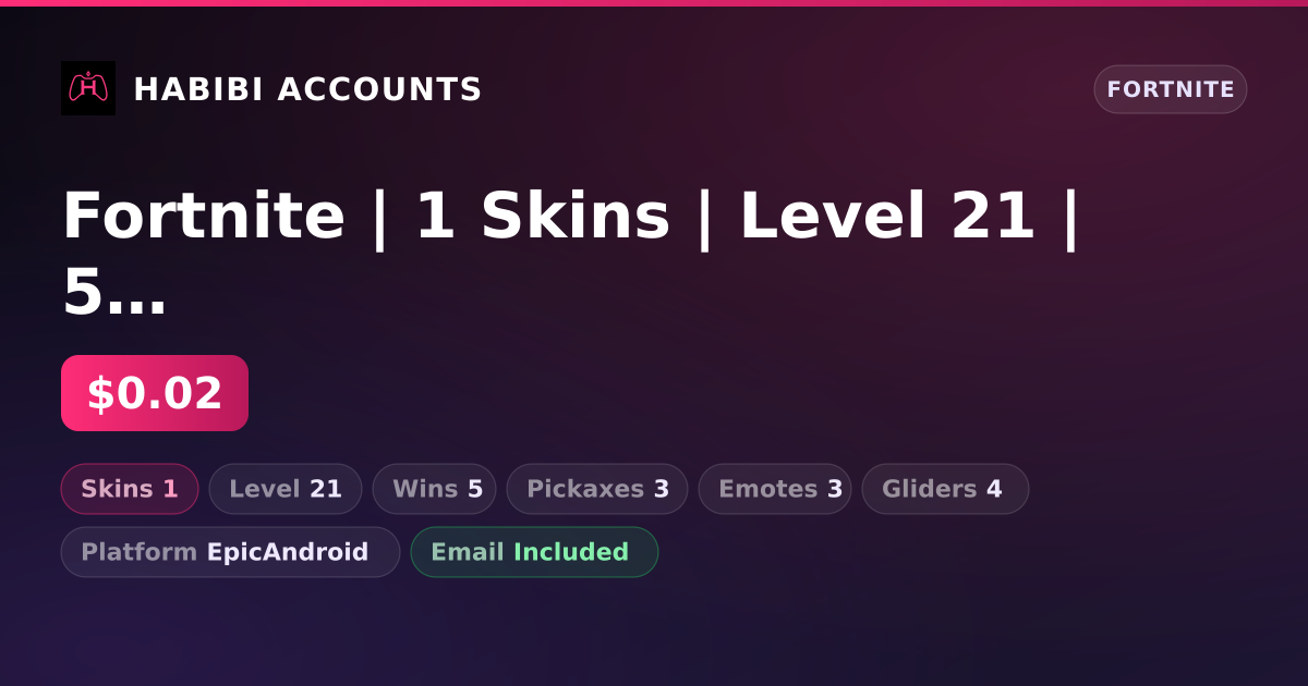 Fortnite | 1 Skins | Level 21 | 5 Wins — HabibiAccounts