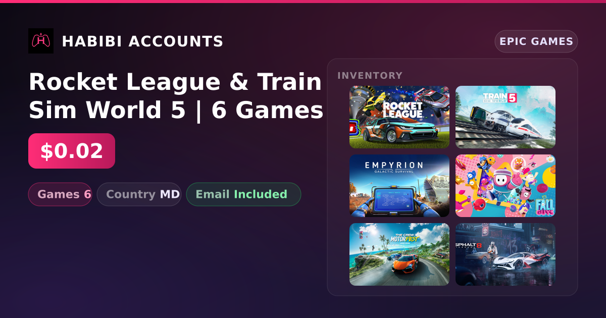 Rocket League & Train Sim World 5 | 6 Games — HabibiAccounts