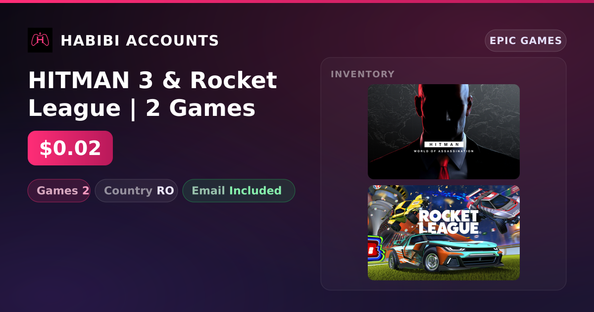 HITMAN 3 & Rocket League | 2 Games — HabibiAccounts