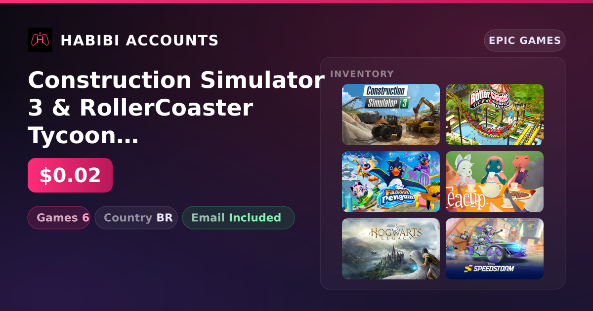 Construction Simulator 3 & RollerCoaster Tycoon 3: Complete Edition | 6 Games — HabibiAccounts