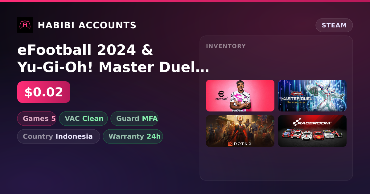 eFootball 2024 & Yu-Gi-Oh! Master Duel | Clean — HabibiAccounts