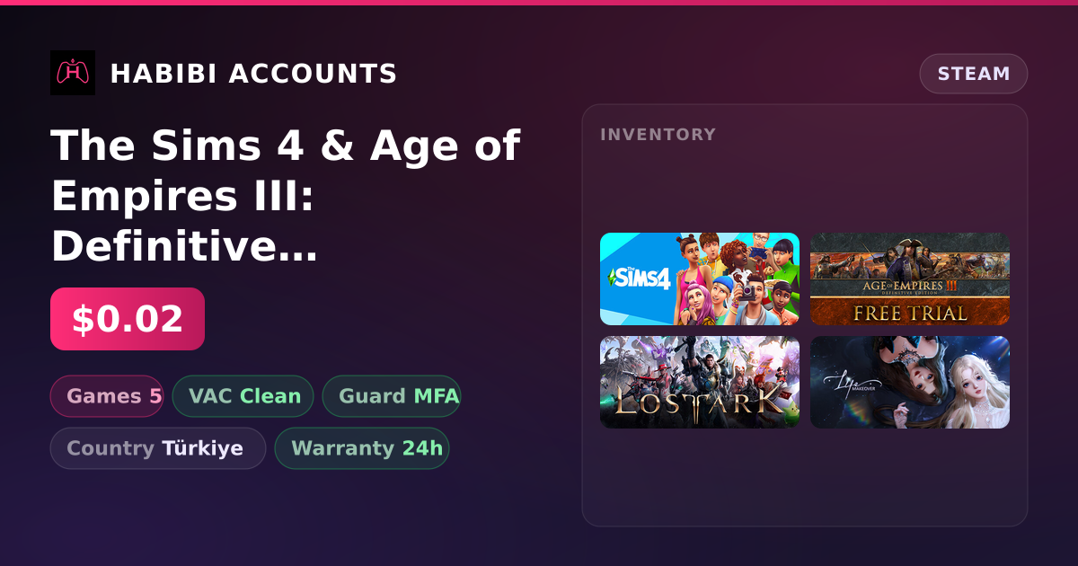 The Sims 4 & Age of Empires III: Definitive Edition | Clean — HabibiAccounts