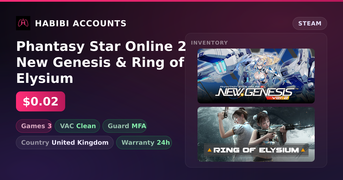 Phantasy Star Online 2 New Genesis & Ring of Elysium — HabibiAccounts