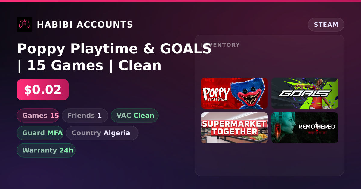 Poppy Playtime & GOALS | 15 Games | Clean — HabibiAccounts