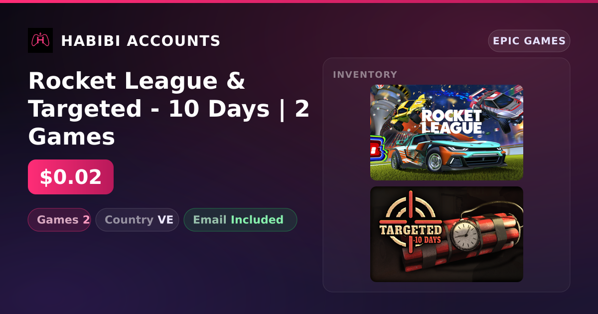 Rocket League & Targeted - 10 Days | 2 Games — HabibiAccounts