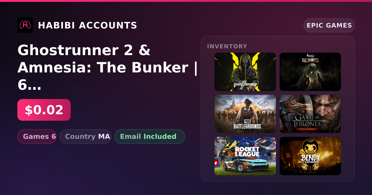 Ghostrunner 2 & Amnesia: The Bunker | 6 Games — HabibiAccounts