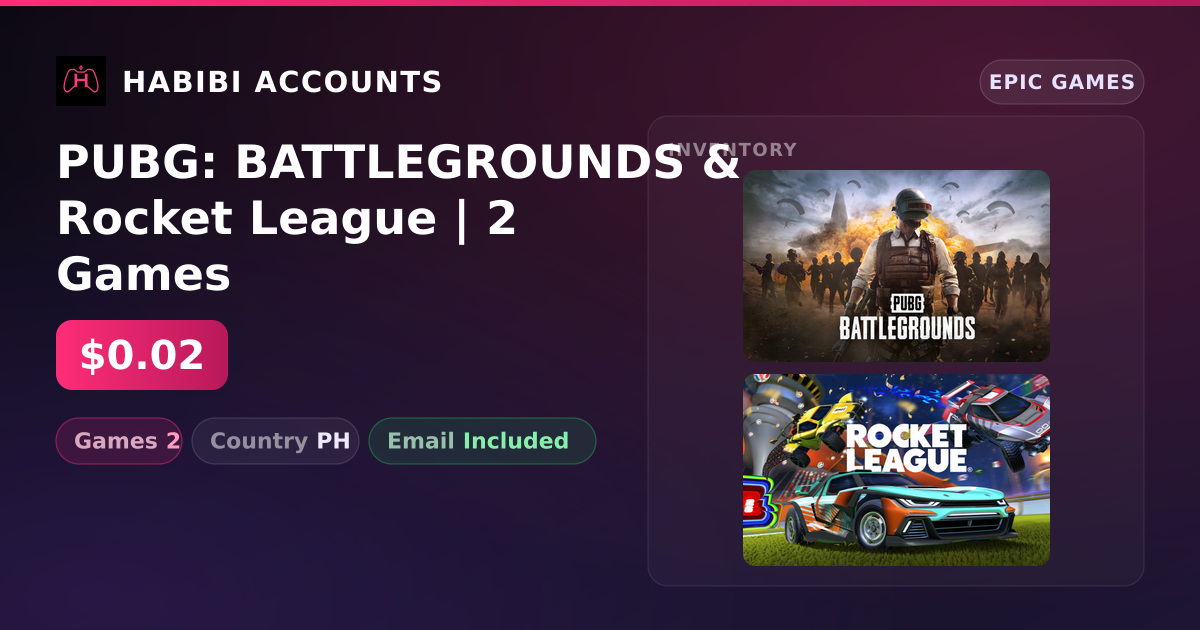 PUBG: BATTLEGROUNDS & Rocket League | 2 Games — HabibiAccounts