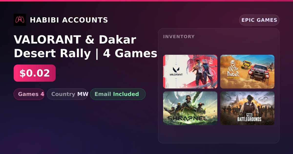 VALORANT & Dakar Desert Rally | 4 Games — HabibiAccounts