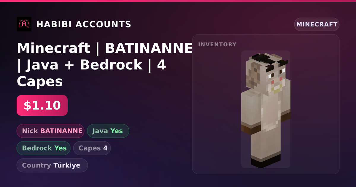 Minecraft | BATINANNE | Java + Bedrock | 4 Capes — HabibiAccounts
