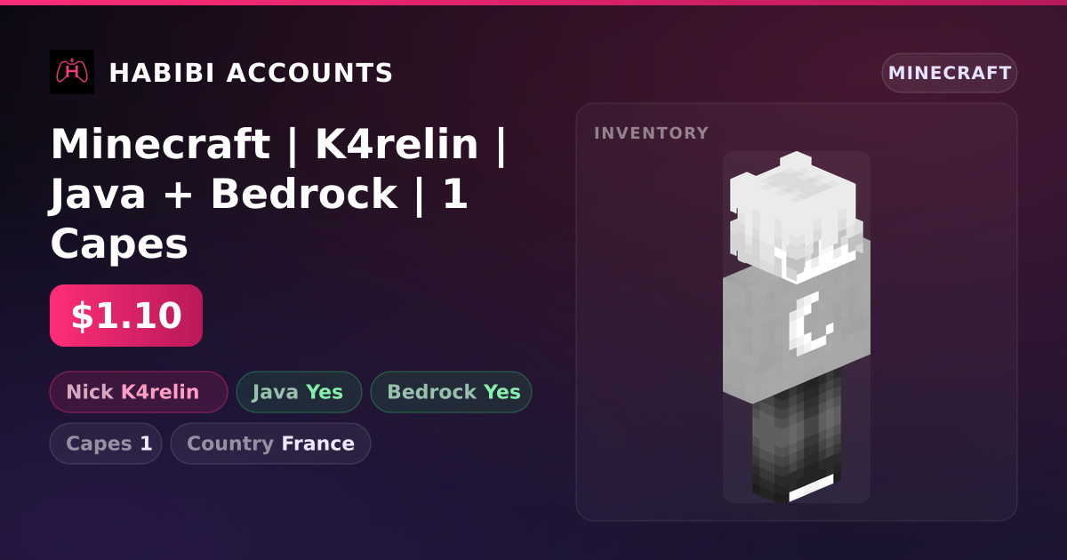 Minecraft | K4relin | Java + Bedrock | 1 Capes — HabibiAccounts