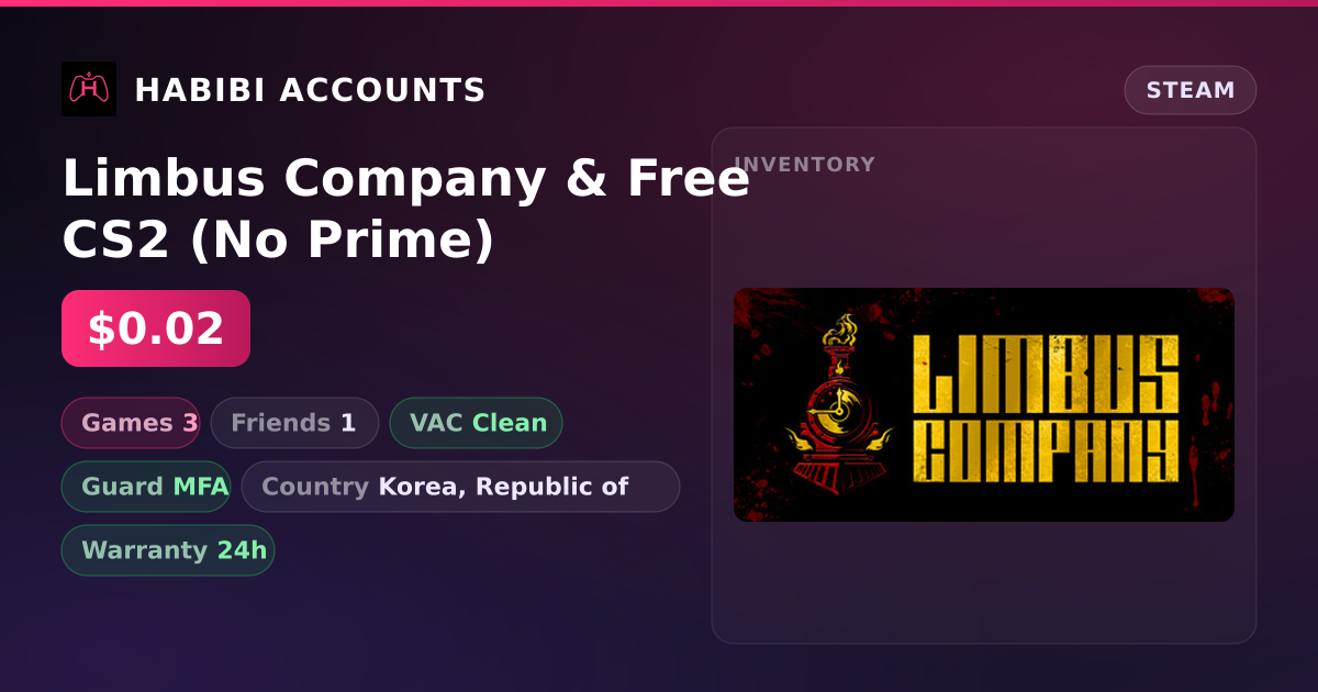 Limbus Company & Free CS2 (No Prime) — HabibiAccounts