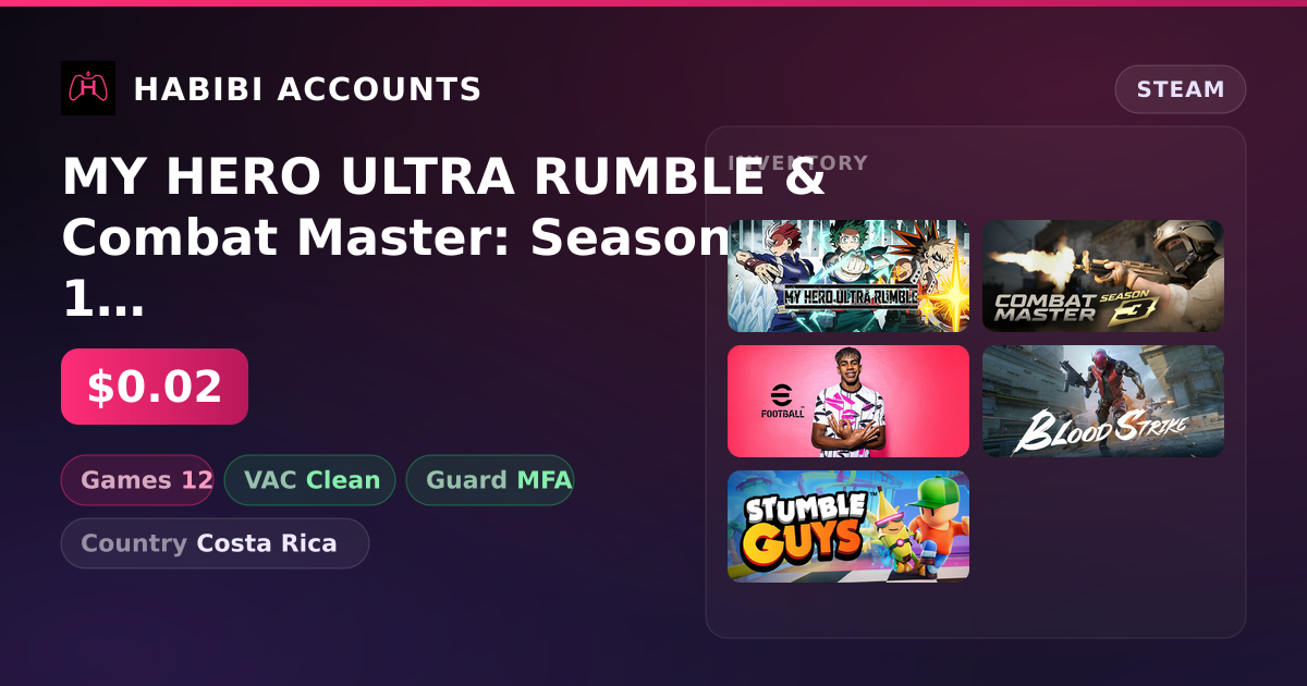 MY HERO ULTRA RUMBLE & Combat Master: Season 1 | 12 Games | Clean — HabibiAccounts