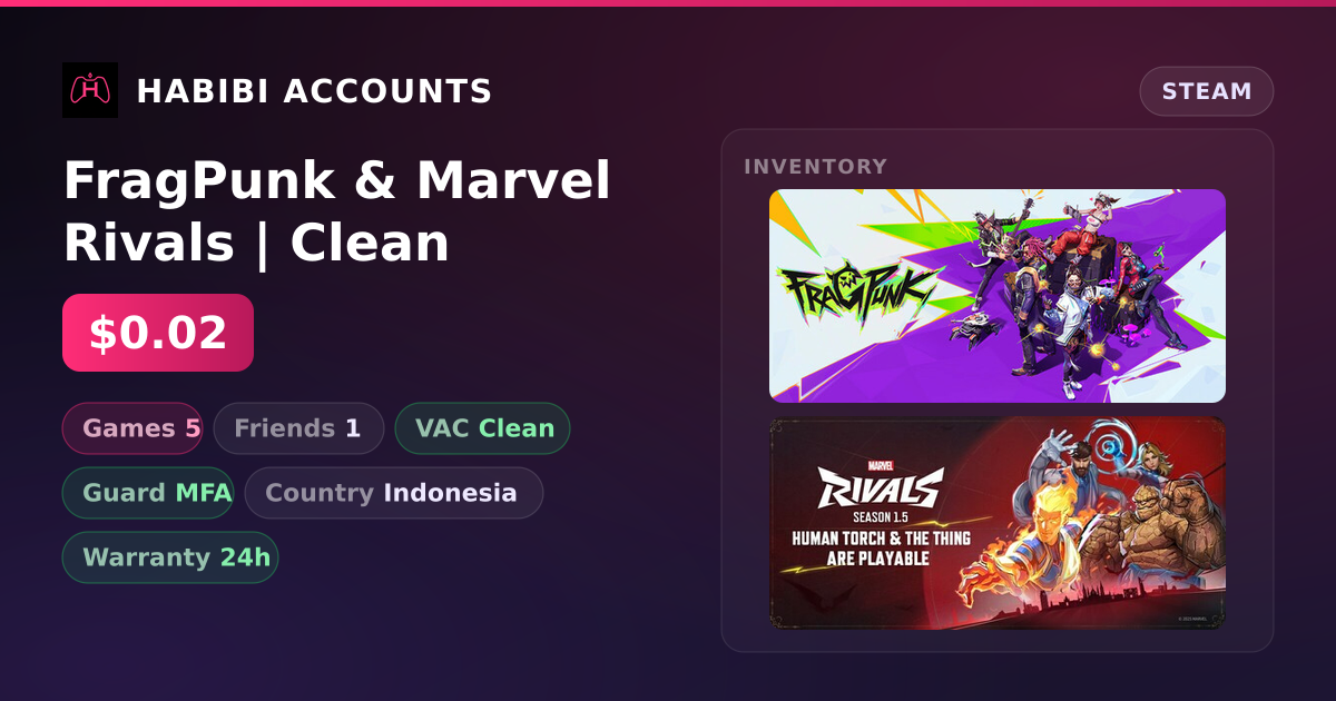 FragPunk & Marvel Rivals | Clean — HabibiAccounts