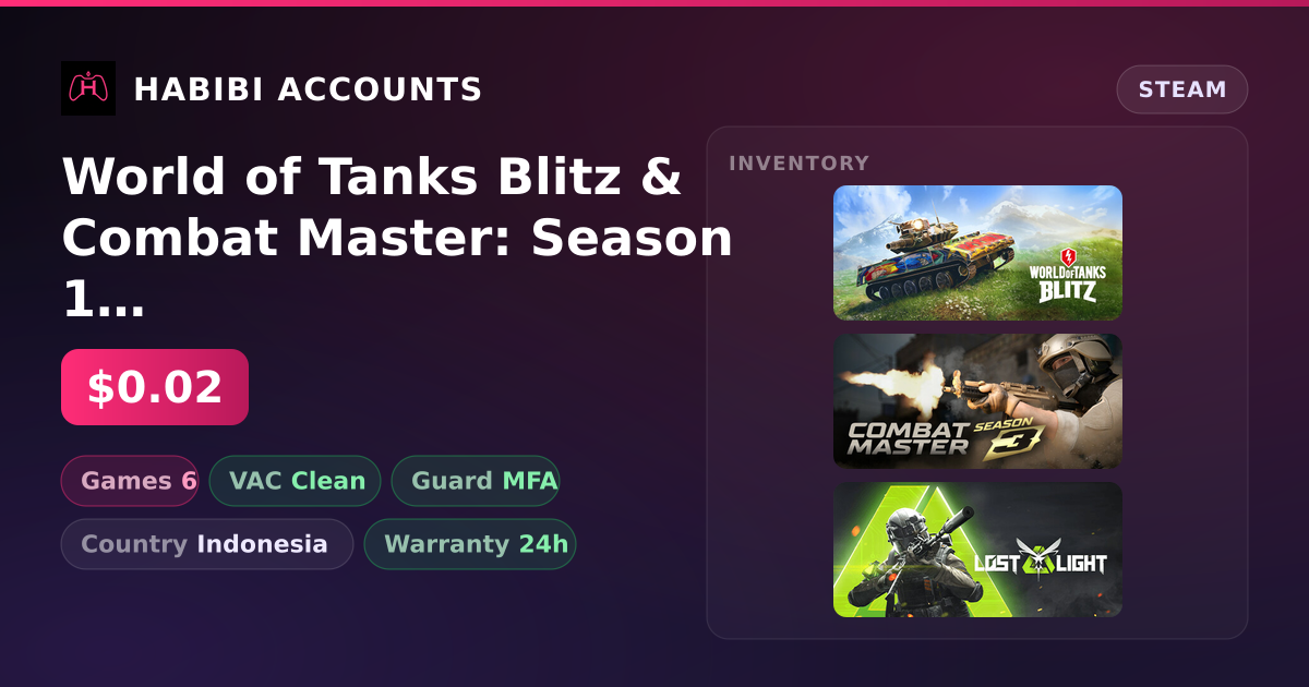 World of Tanks Blitz & Combat Master: Season 1 | Clean — HabibiAccounts