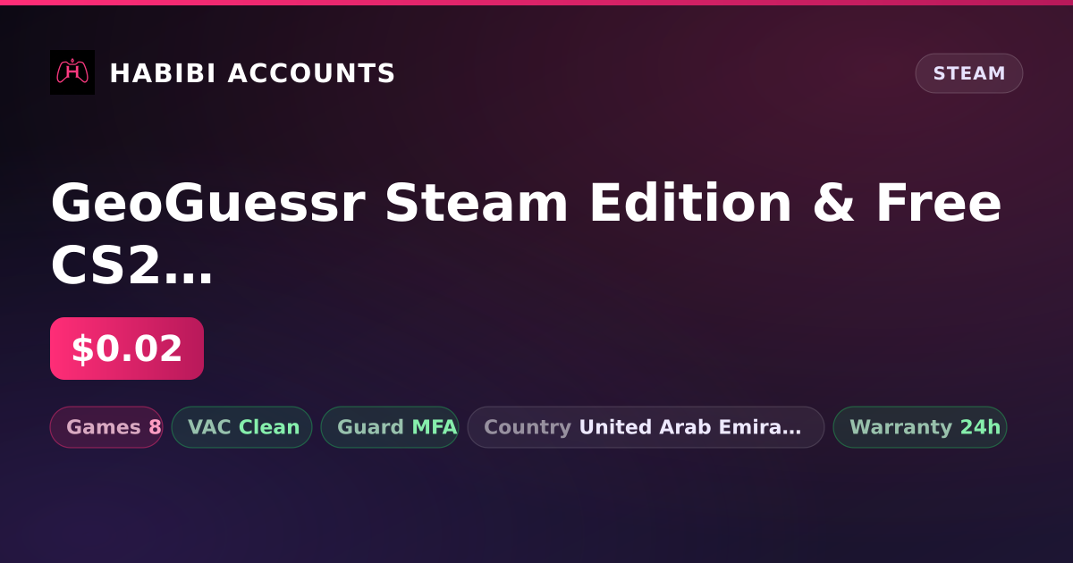 GeoGuessr Steam Edition & Free CS2 (No Prime) | Clean — HabibiAccounts