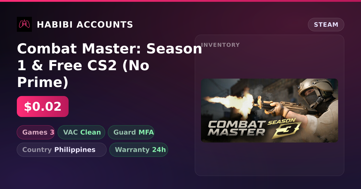 Combat Master: Season 1 & Free CS2 (No Prime) — HabibiAccounts
