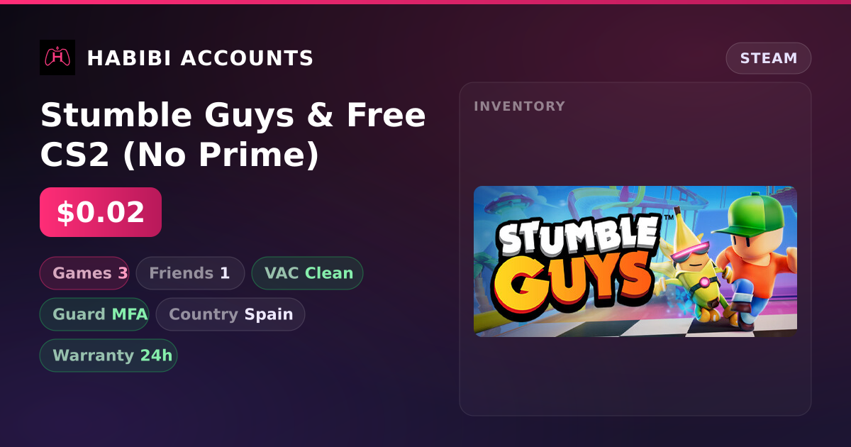 Stumble Guys & Free CS2 (No Prime) — HabibiAccounts
