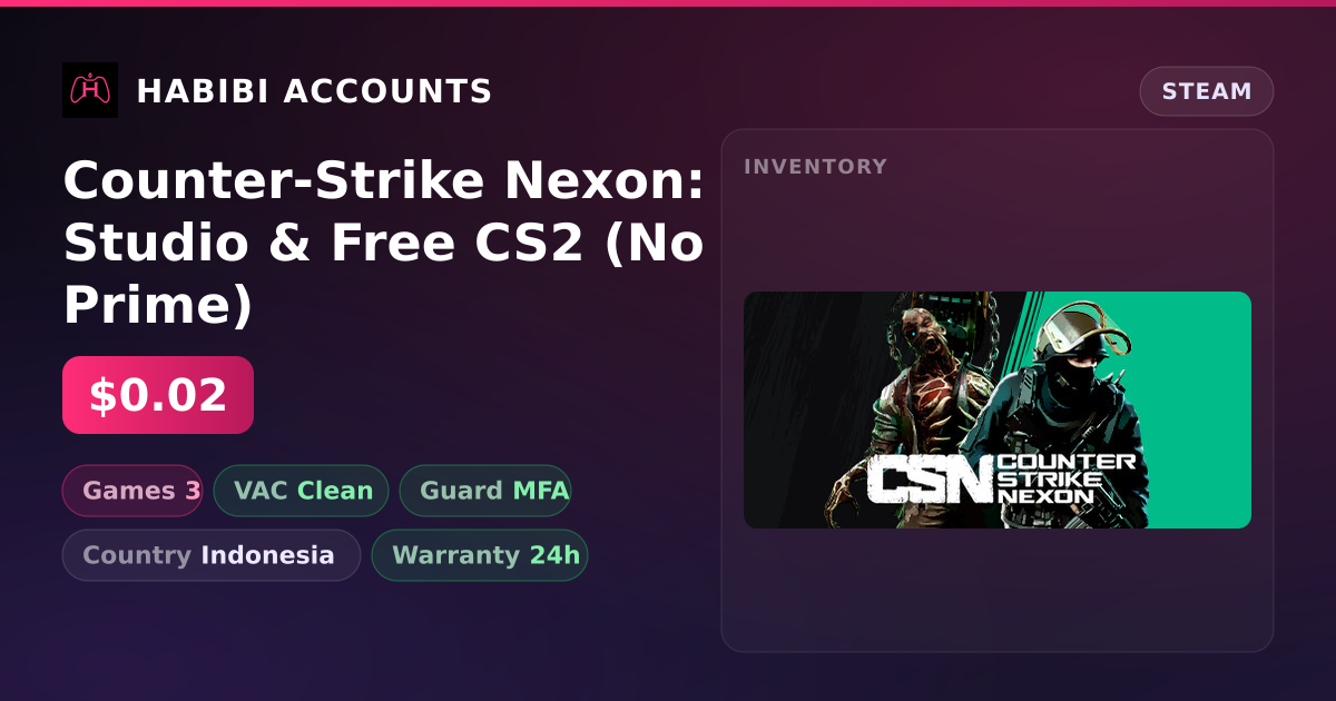 Counter-Strike Nexon: Studio & Free CS2 (No Prime) — HabibiAccounts