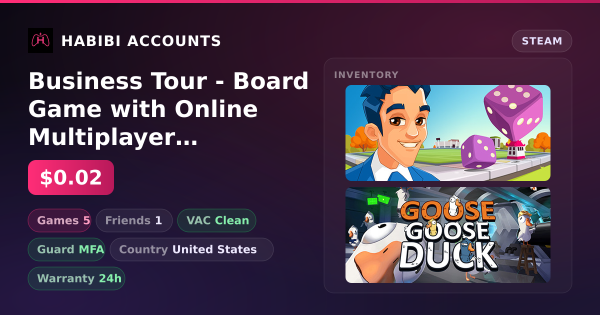 Business Tour - Board Game with Online Multiplayer & Goose Goose Duck | Clean — HabibiAccounts