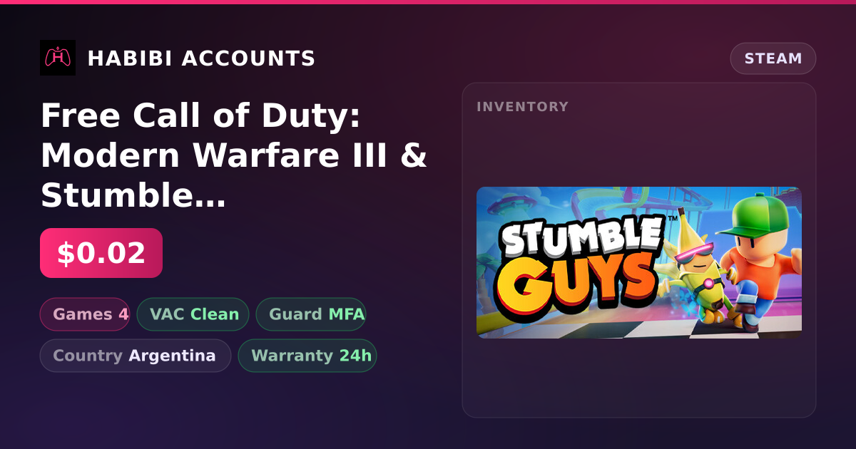 Free Call of Duty: Modern Warfare III & Stumble Guys — HabibiAccounts