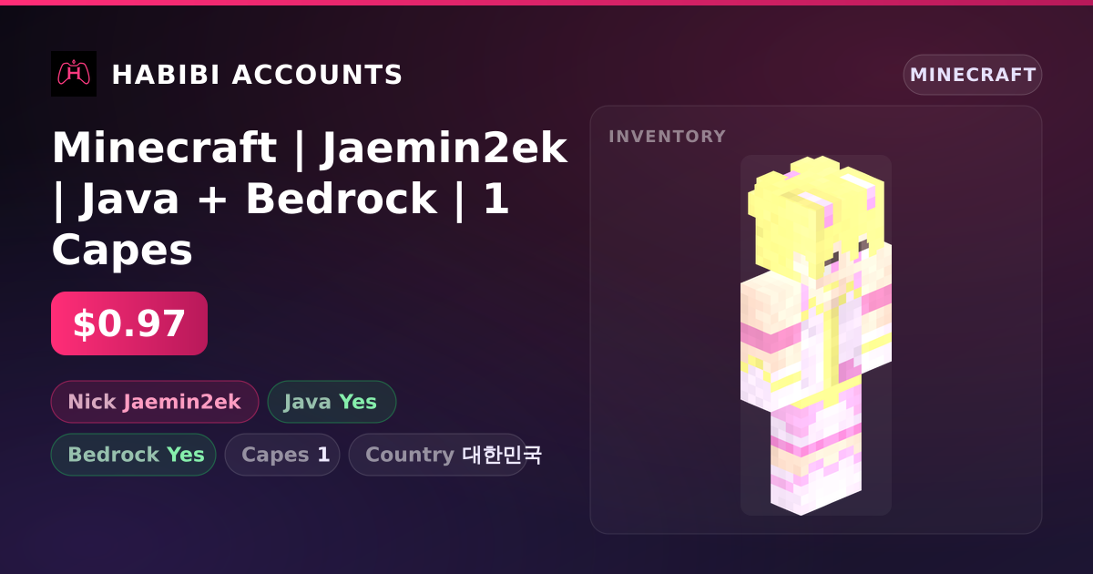 Minecraft | Jaemin2ek | Java + Bedrock | 1 Capes — HabibiAccounts