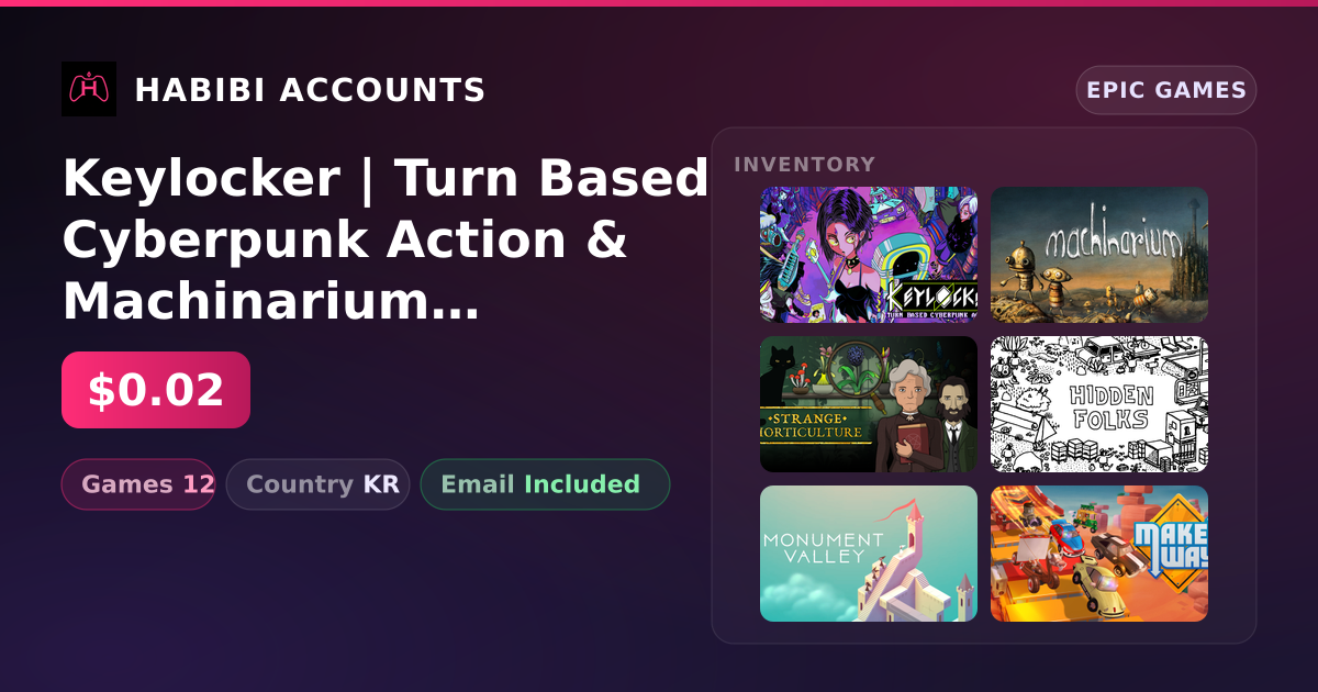 Keylocker | Turn Based Cyberpunk Action & Machinarium | 12 Games — HabibiAccounts