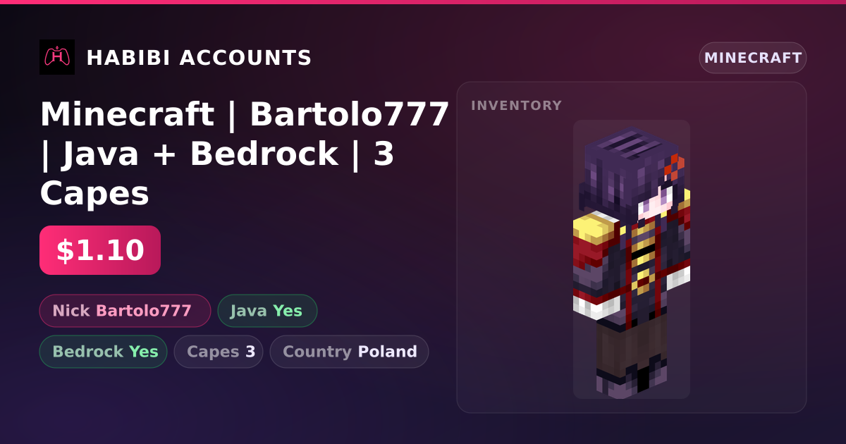 Minecraft | Bartolo777 | Java + Bedrock | 3 Capes — HabibiAccounts