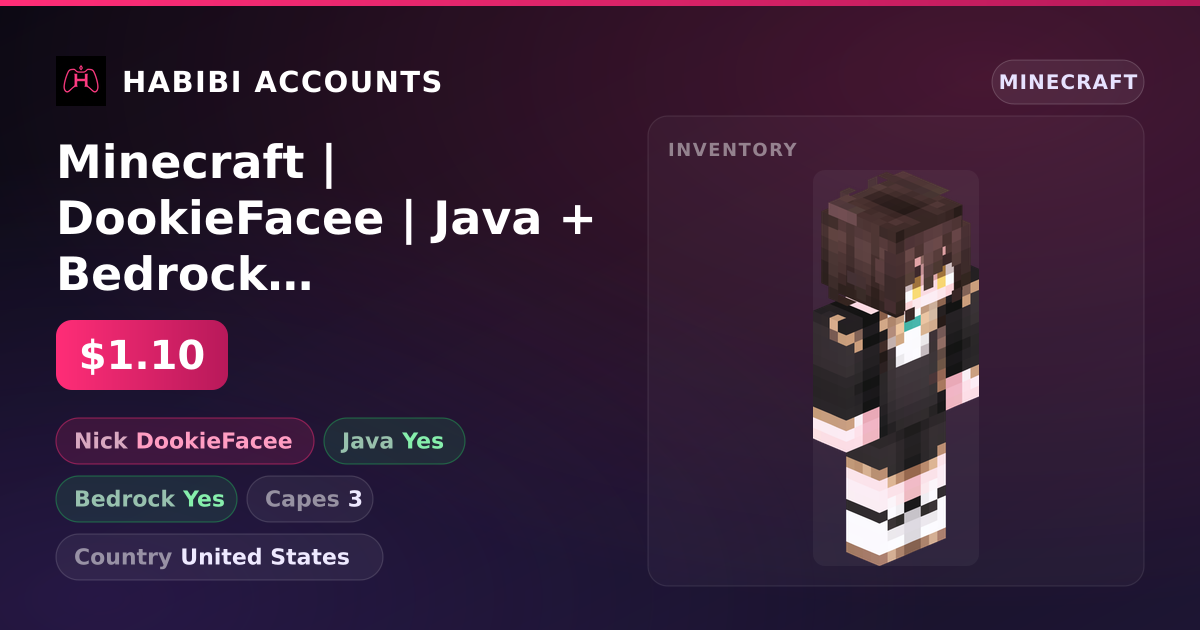 Minecraft | DookieFacee | Java + Bedrock | 3 Capes — HabibiAccounts