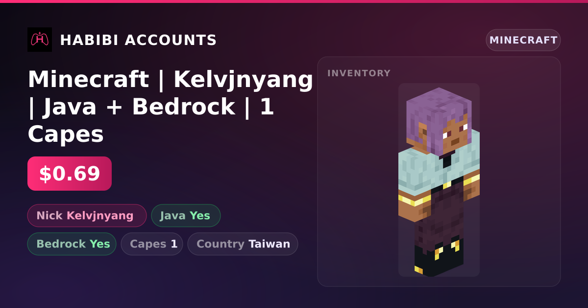 Minecraft | Kelvjnyang | Java + Bedrock | 1 Capes — HabibiAccounts