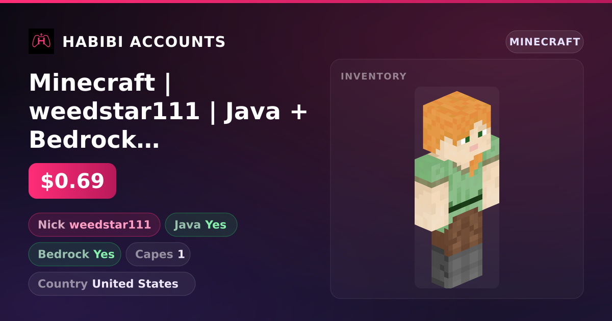 Minecraft | weedstar111 | Java + Bedrock | 1 Capes — HabibiAccounts
