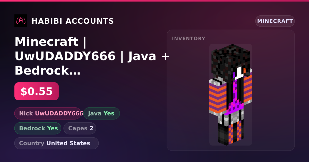 Minecraft | UwUDADDY666 | Java + Bedrock | 2 Capes — HabibiAccounts