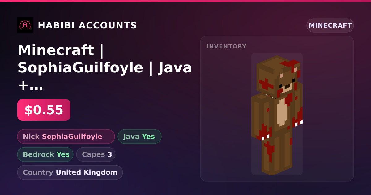 Minecraft | SophiaGuilfoyle | Java + Bedrock | 3 Capes — HabibiAccounts