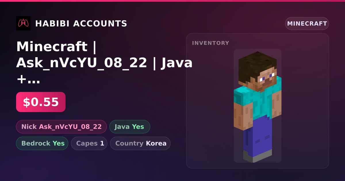 Minecraft | Ask_nVcYU_08_22 | Java + Bedrock | 1 Capes — HabibiAccounts