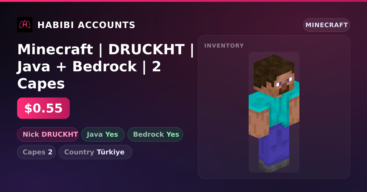 Minecraft | DRUCKHT | Java + Bedrock | 2 Capes — HabibiAccounts
