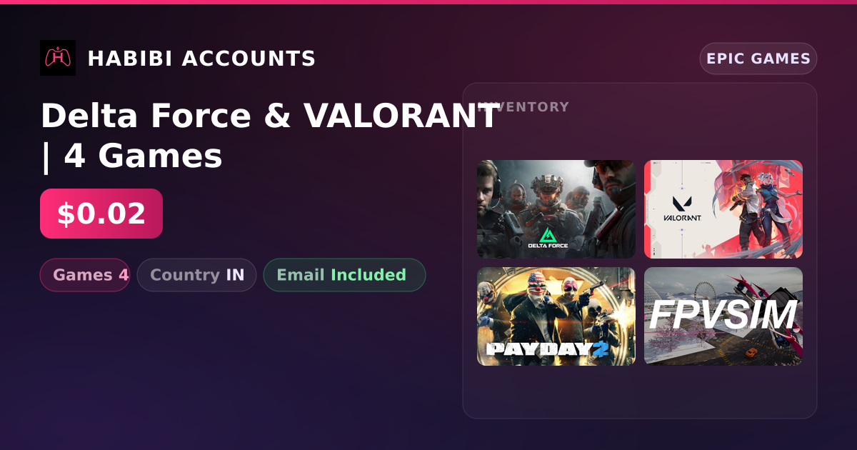 Delta Force & VALORANT | 4 Games — HabibiAccounts