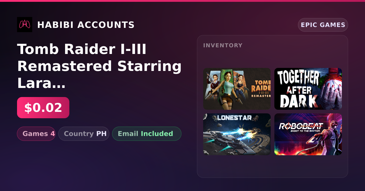 Tomb Raider I-III Remastered Starring Lara Croft & Together After Dark | 4 Games — HabibiAccounts