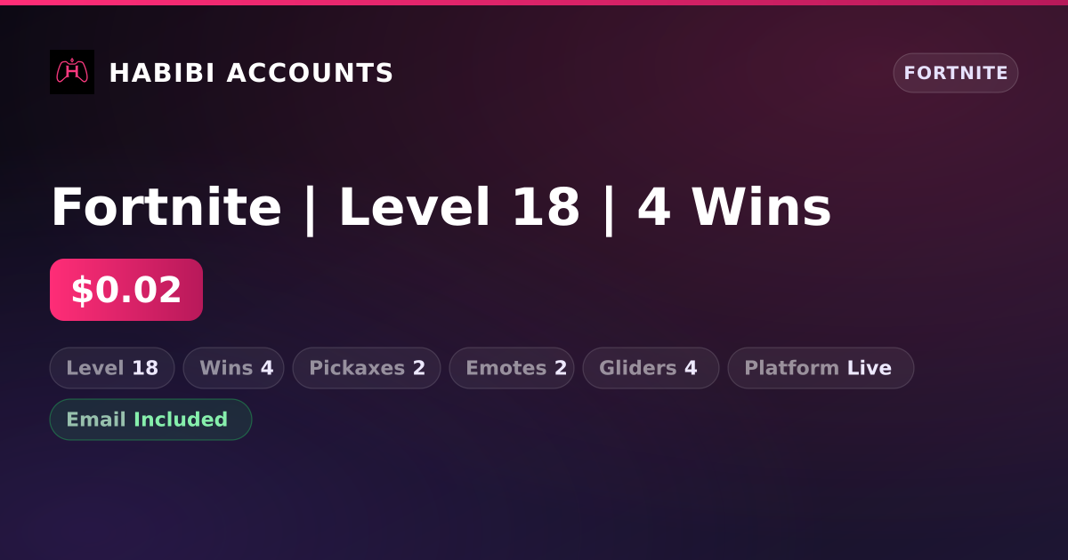 Fortnite | Level 18 | 4 Wins — HabibiAccounts
