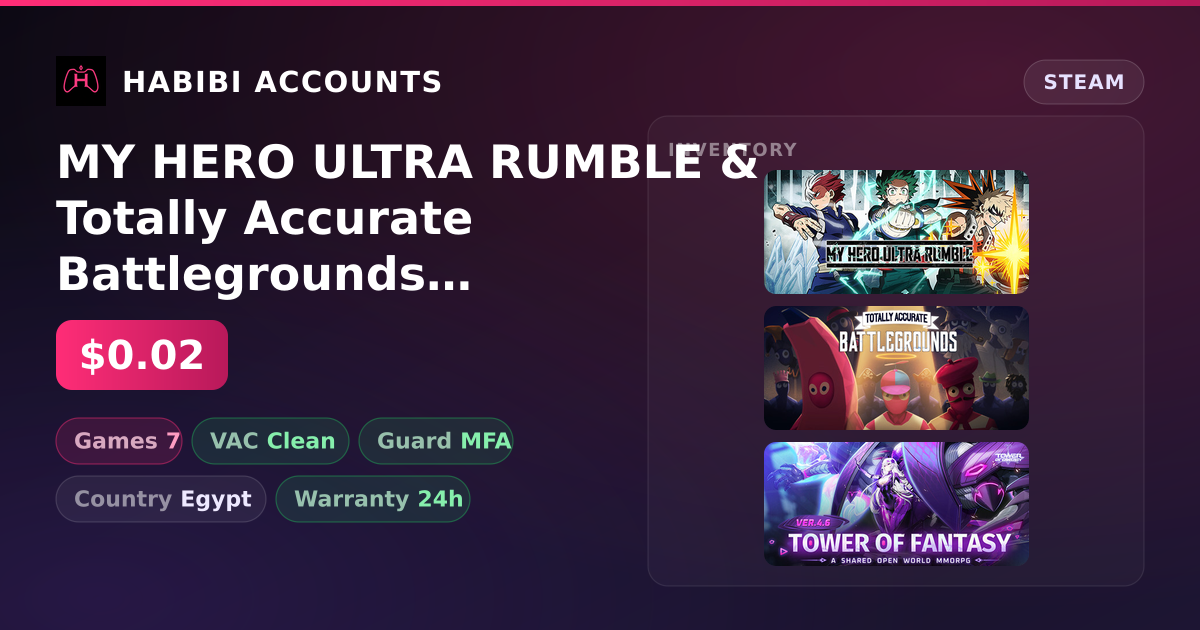 MY HERO ULTRA RUMBLE & Totally Accurate Battlegrounds | Clean — HabibiAccounts