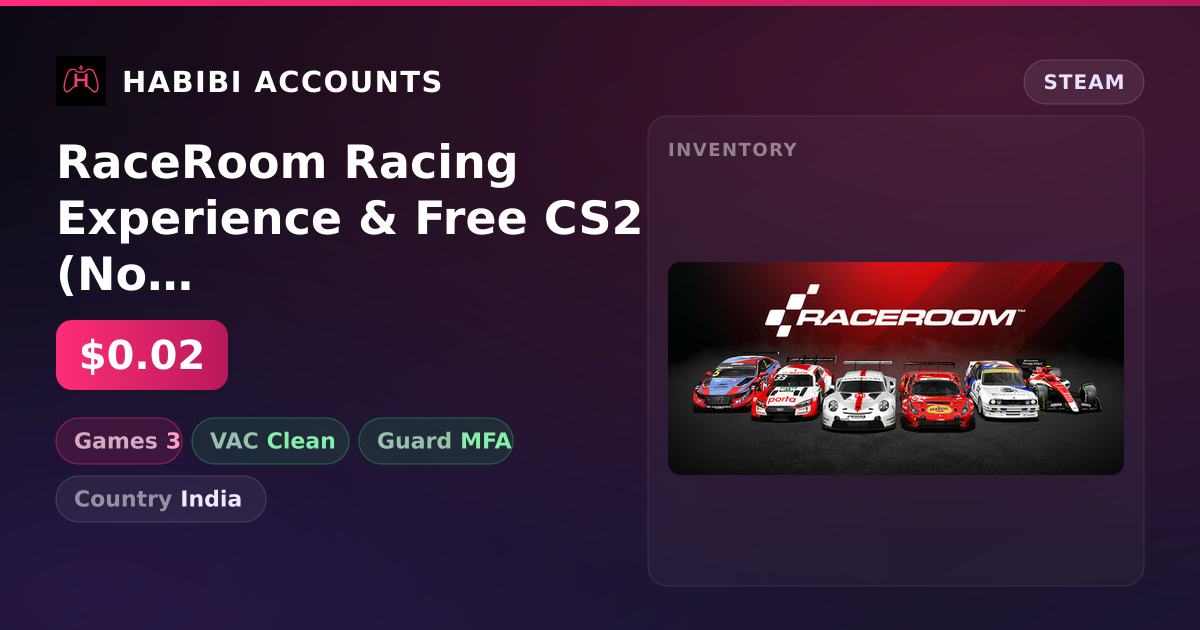 RaceRoom Racing Experience & Free CS2 (No Prime) — HabibiAccounts