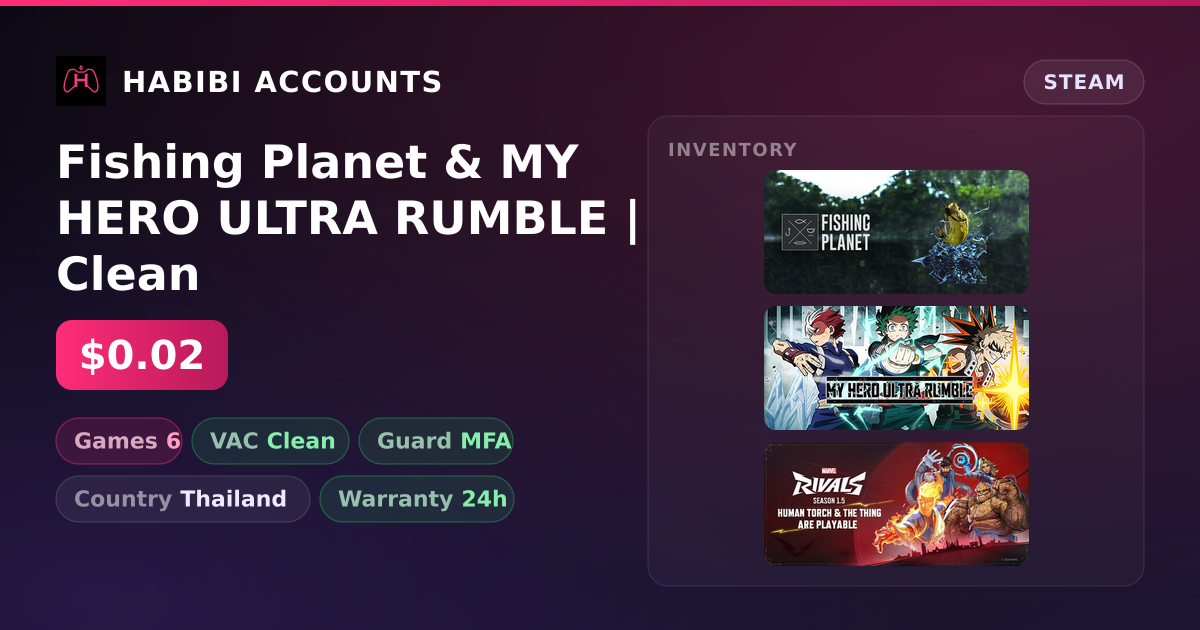 Fishing Planet & MY HERO ULTRA RUMBLE | Clean — HabibiAccounts