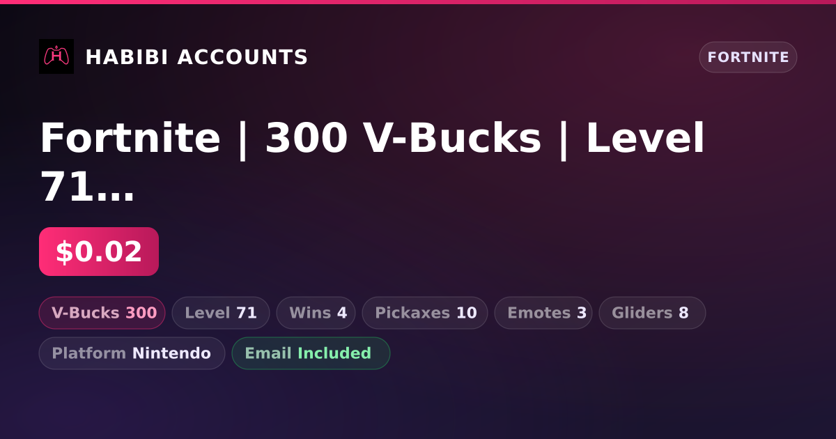 Fortnite | 300 V-Bucks | Level 71 | 4 Wins — HabibiAccounts