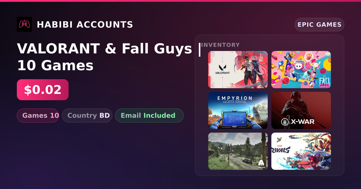 VALORANT & Fall Guys | 10 Games — HabibiAccounts