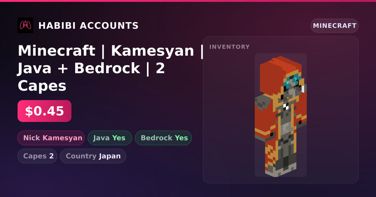 Minecraft | Kamesyan | Java + Bedrock | 2 Capes — HabibiAccounts