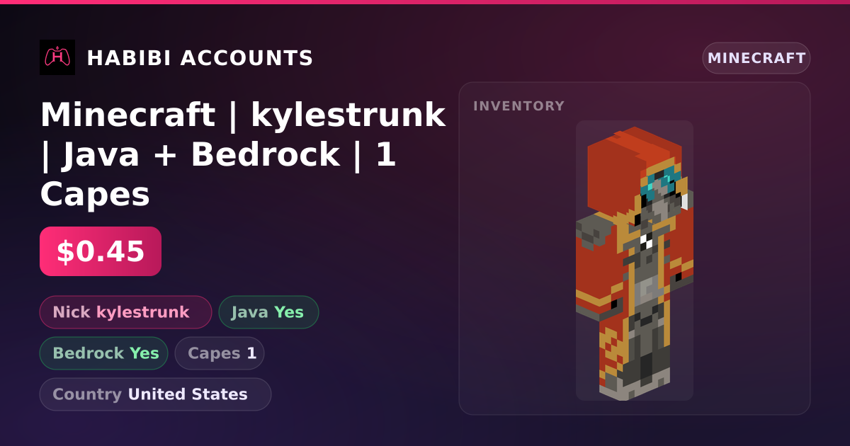 Minecraft | kylestrunk | Java + Bedrock | 1 Capes — HabibiAccounts