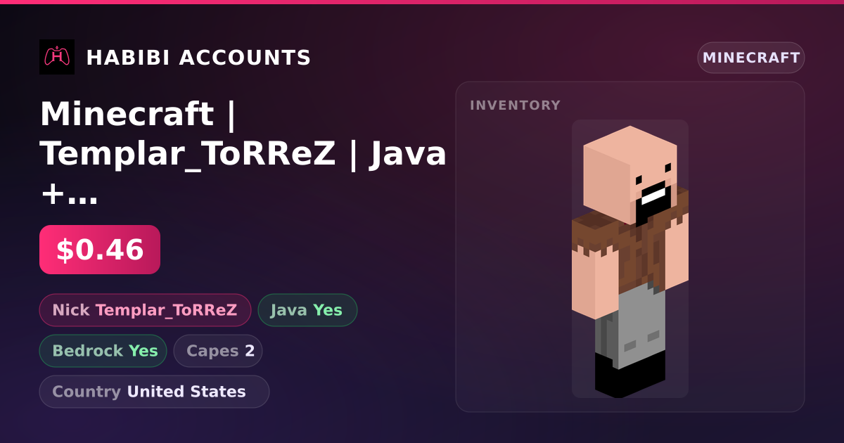 Minecraft | Templar_ToRReZ | Java + Bedrock | 2 Capes — HabibiAccounts