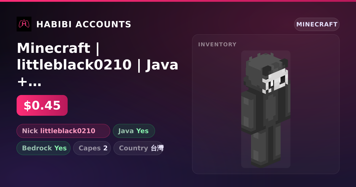Minecraft | littleblack0210 | Java + Bedrock | 2 Capes — HabibiAccounts